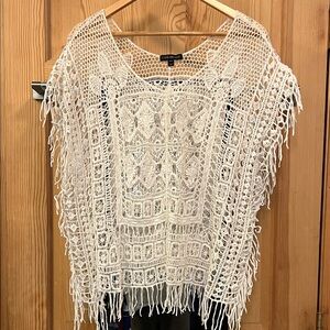 Lane Bryant Ivory Crochet Top with Fringe